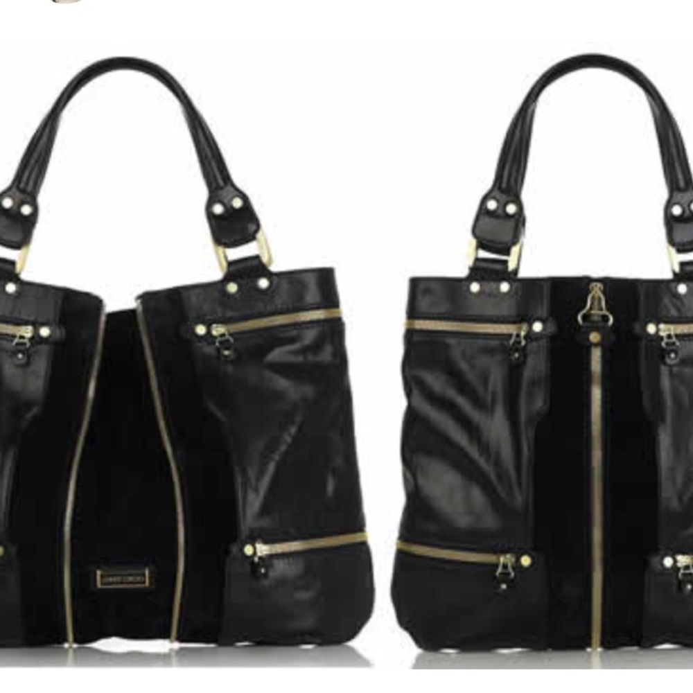 Jimmy Choo Black and Gold Leather Tote - Picture 7 of 11